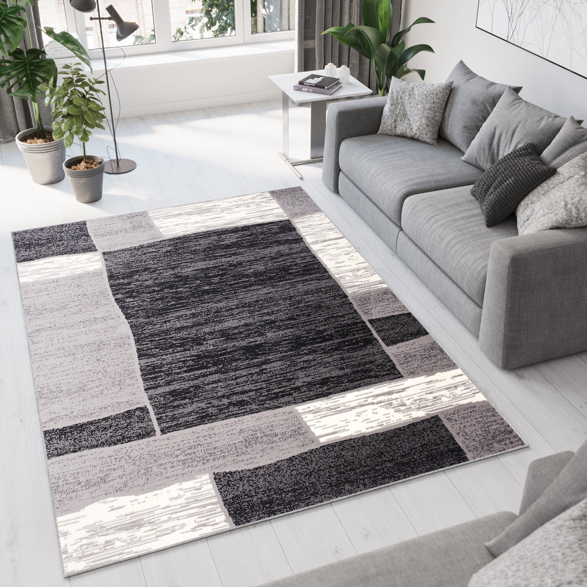 Tapiso dream alfombra salón dormitorio blanco gris negro moteado geométrico rectangle 160 x 220 cm
