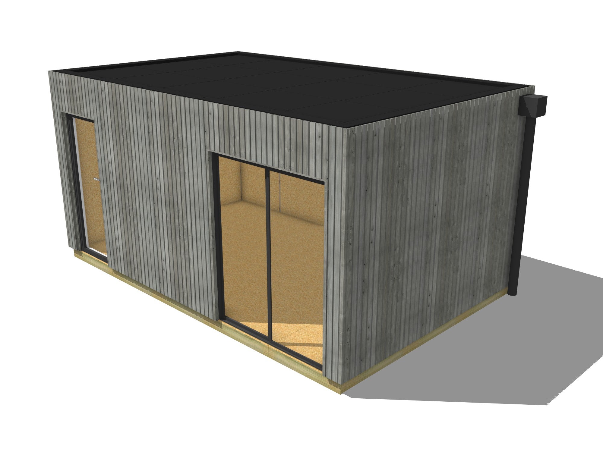 Annexe de jardin sans permis en bois 5,5 x 3,5 x 2,7 m avec plancher isolé - 2