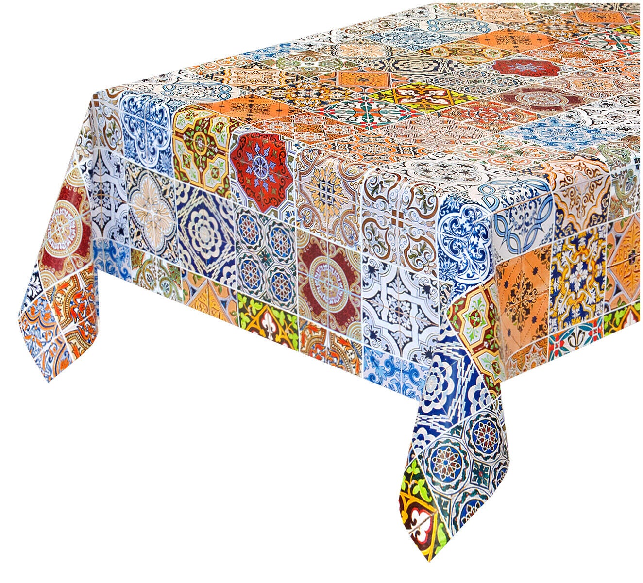 Mantel antimanchas cocina moderna 140x280 cm protector de cubremesa de lona mayólica azulejo
