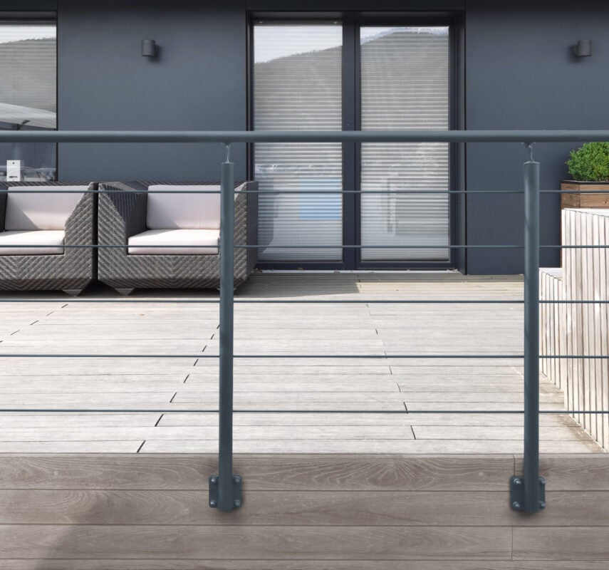 Kit garde-corps aluminium gris anthracite 2m pose à plat, Opalu KORDO - 2