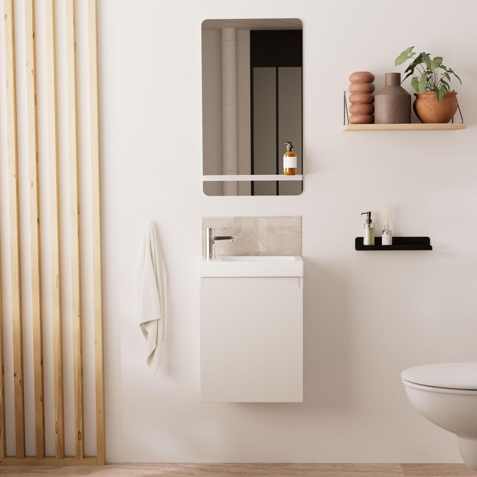 Mueble lavabo lisa + estante espejo
