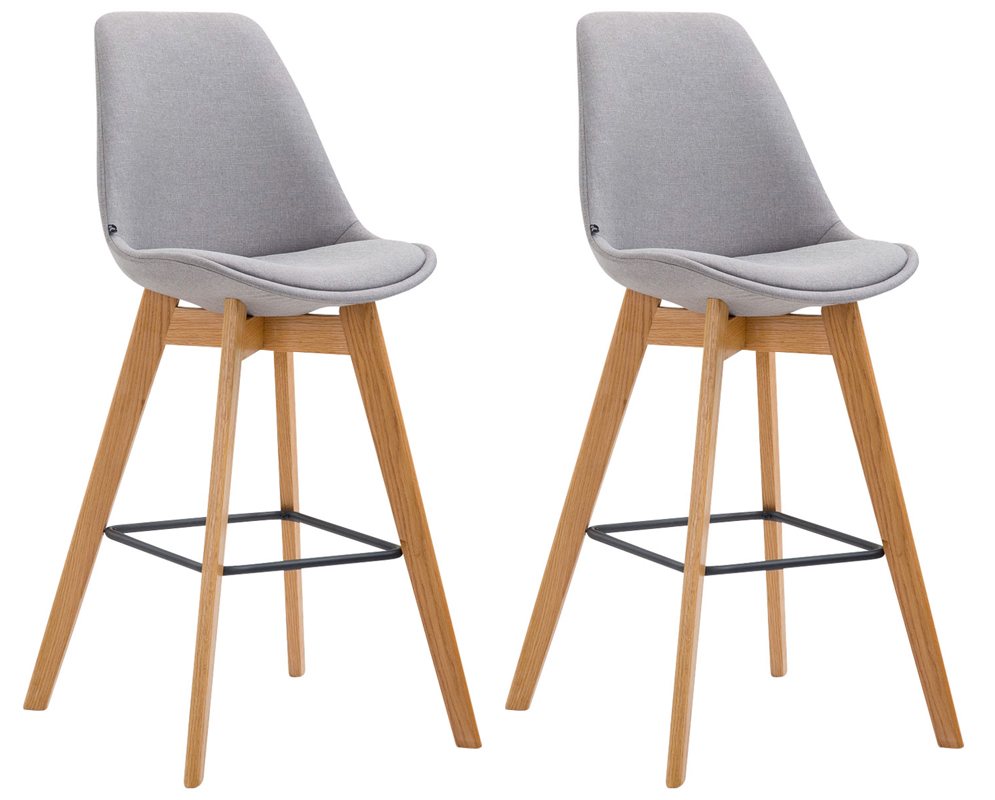 Set de 2 taburetes de bar metz tapizados en tela gris|natural