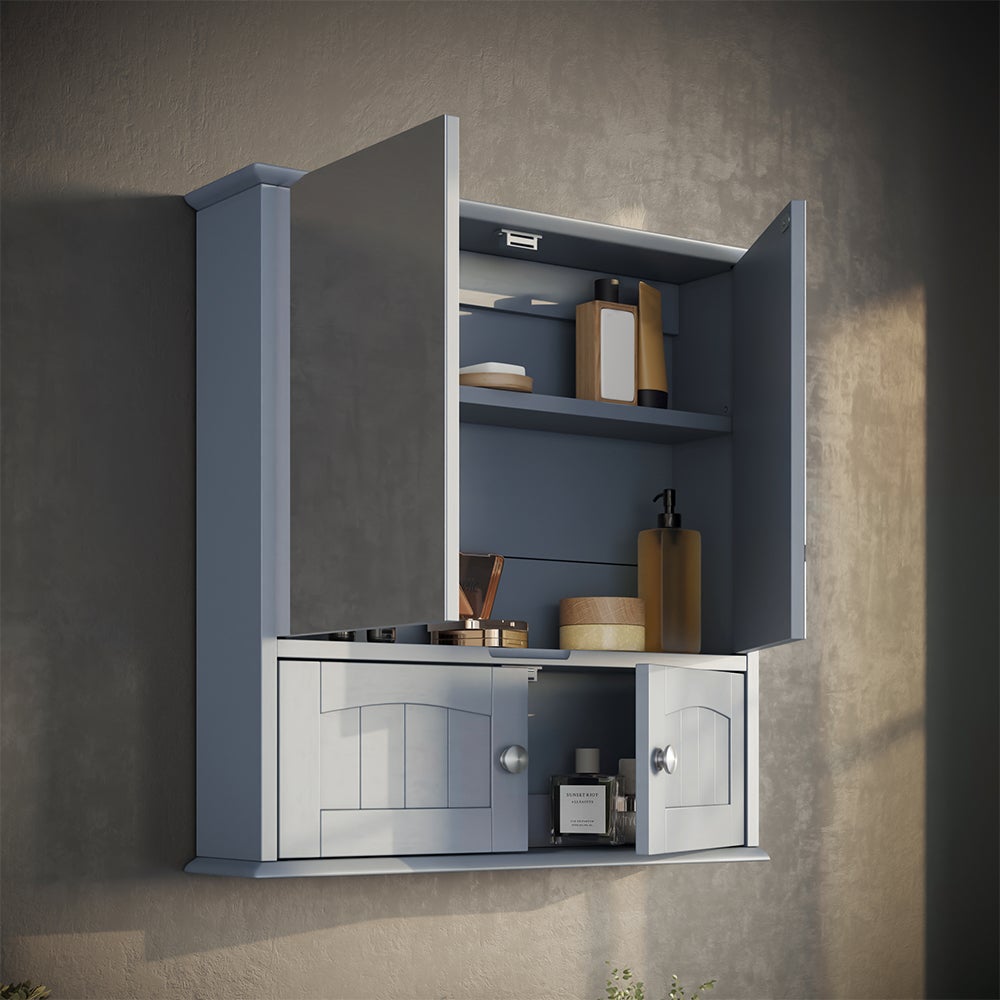 Vicco Szafka z lustrem w łazience Bianco, Szary, 56 x 58 cm - 6