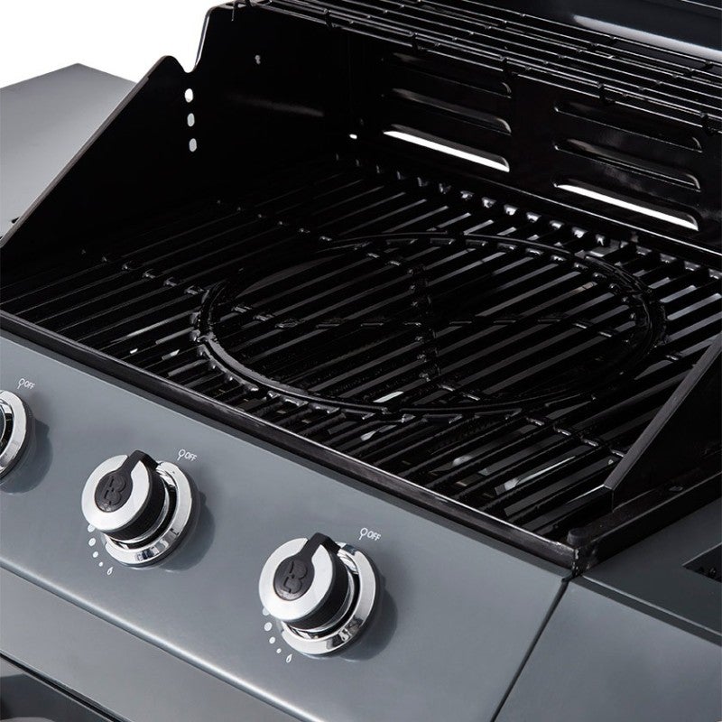 Barbecue Emma Gun Metal 3 Feux + 1 Side - BRASERO - FlexiGrill - Surface de cuisson 57 x 41,5 cm - 2 Tablettes - 3