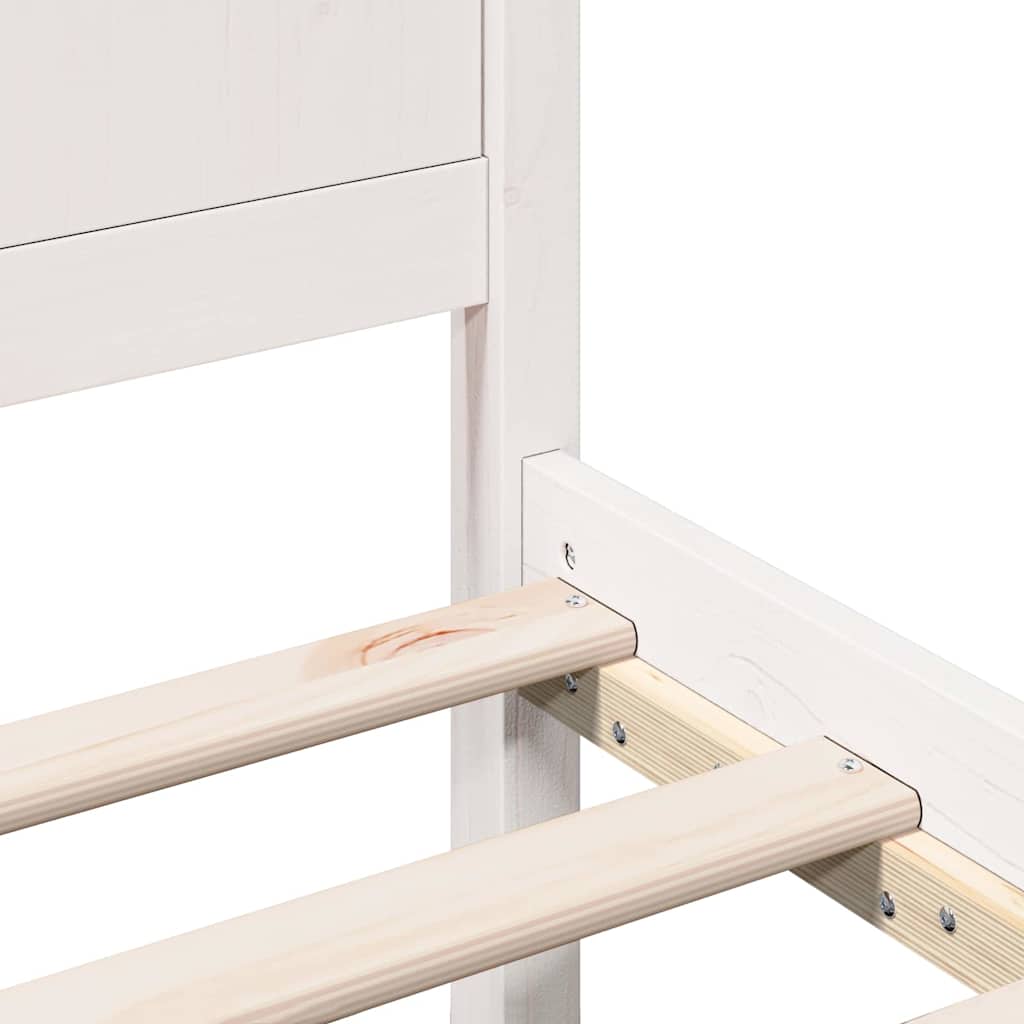 Cadre de lit en bois de pin massif blanc, pour la chambre, 120 × 190 cm - 8