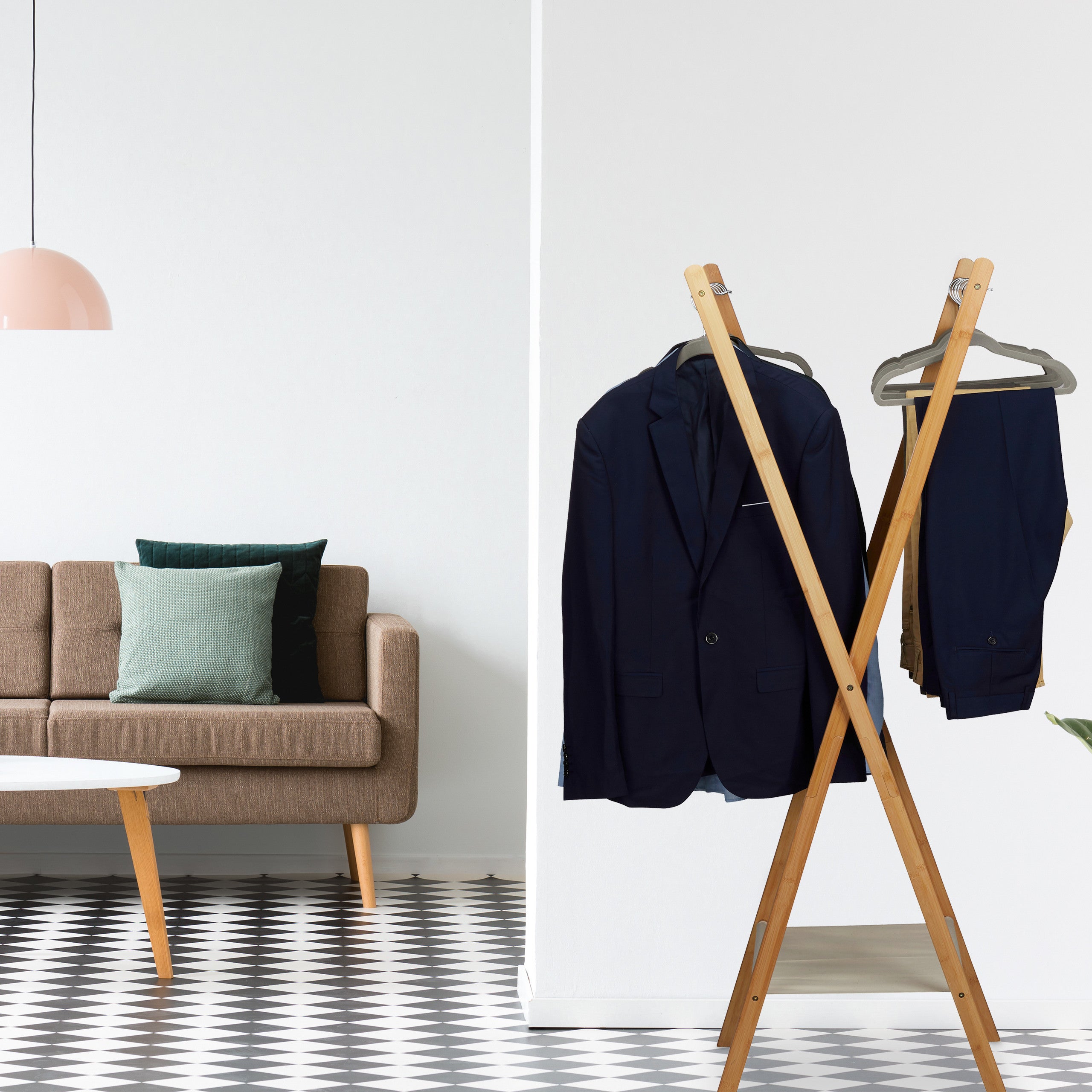 Set da 100 Grucce in Velluto, Sottili e Salvaspazio, Antiscivolo, Gancio Girevole a 360°, Camicie, Pantaloni, Grigie - 2