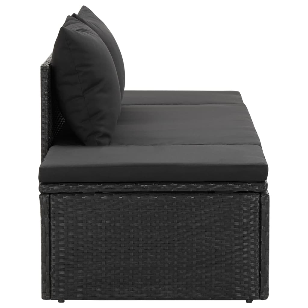 Maison Exclusive - Lettino Prendisole con Cuscini in Polyrattan Nero - 5