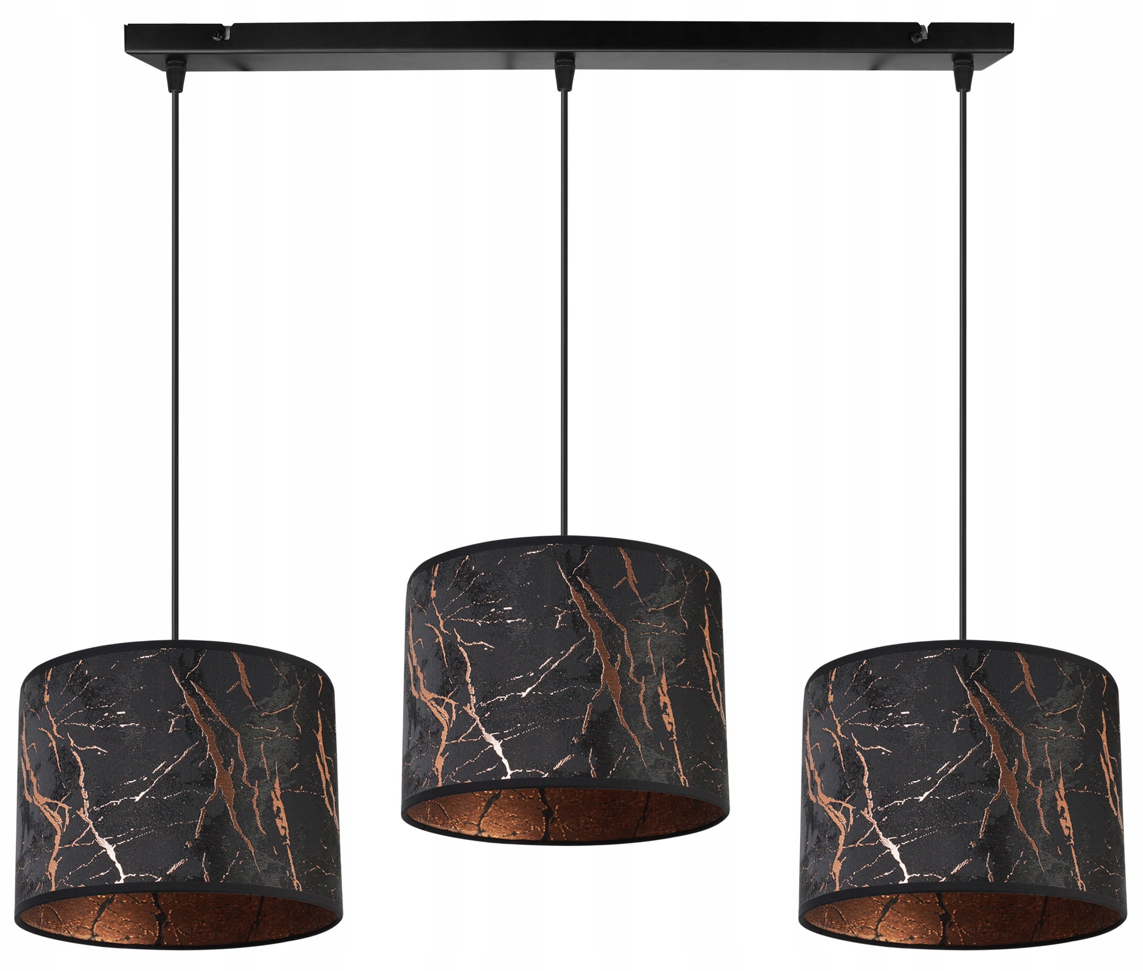 Lampa sufitowa wisząca glam Werona 3xE27 klosz owalny wzorzysty czarny/miedziany Light Home LH