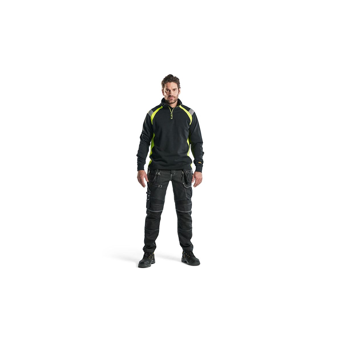 Sweat col camionneur détails fluo Noir/Jaune fluo - Blaklader - Taille L - 5