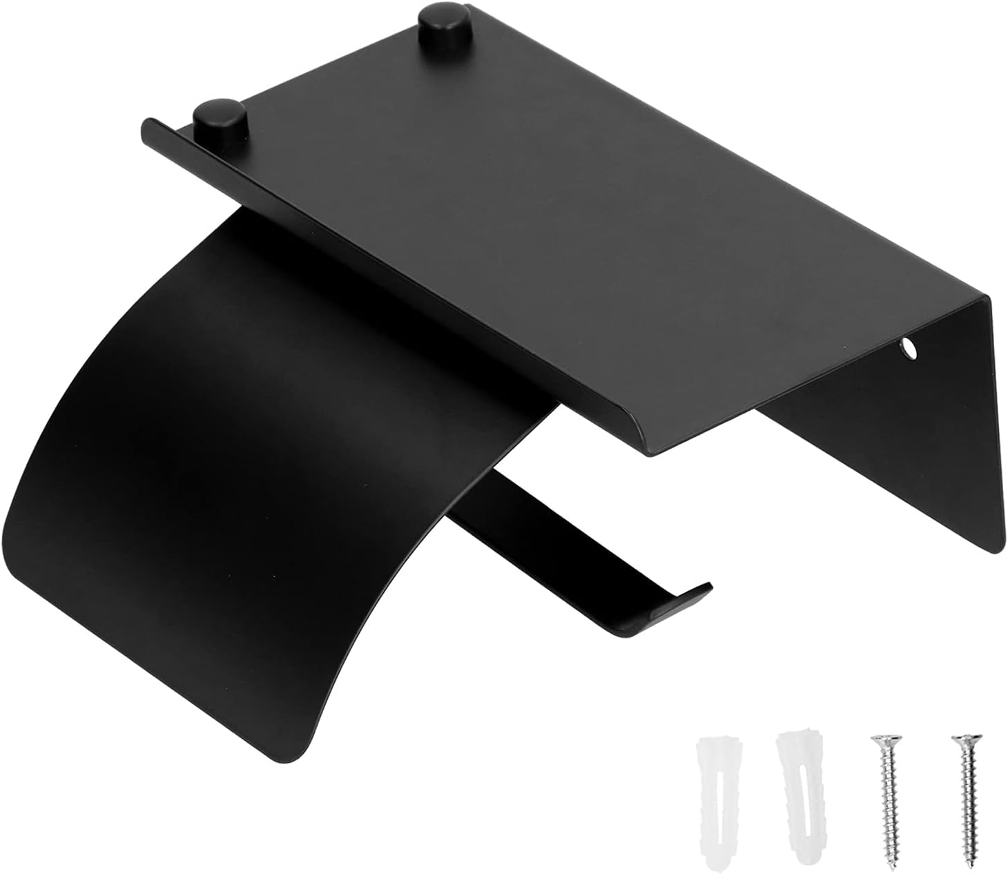 Czarny uchwyt na papier toaletowy, nierdzewny ścienny uchwyt na rolkę papieru toaletowego z półką do łazienki i kuchni