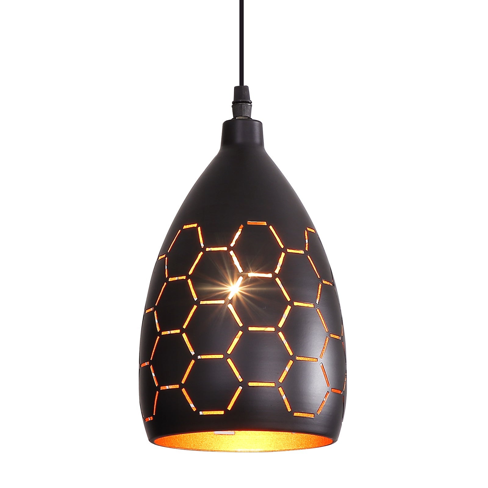 Suspension Vintage Hofstein – Plafonnier Métal Laiton/Noir, 1-3 Lumières (Neuf)
