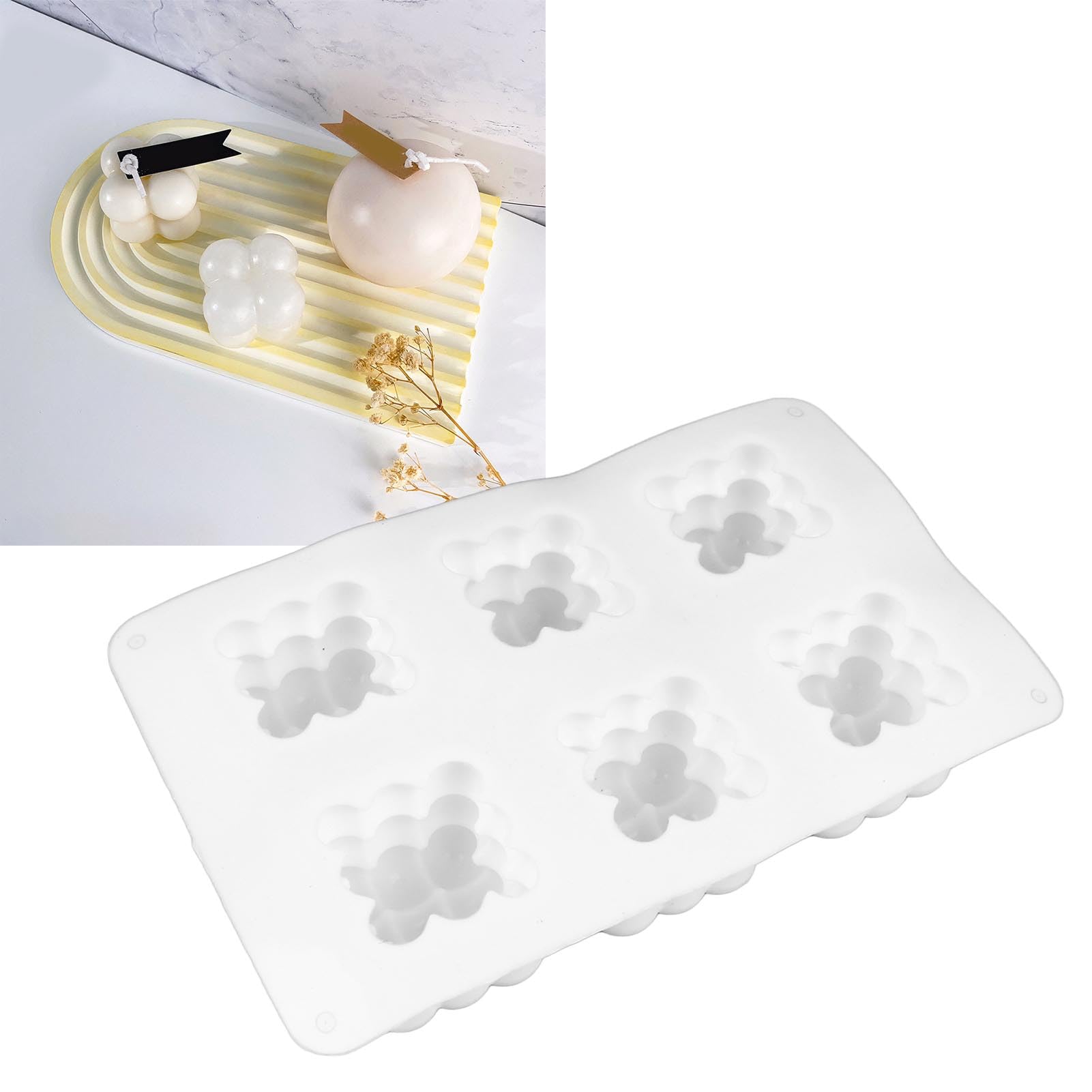 Stampi Per Candele In Silicone - 2 Pezzi, Forme Fiore E Luna, Per Fai Da Te - Foto 3