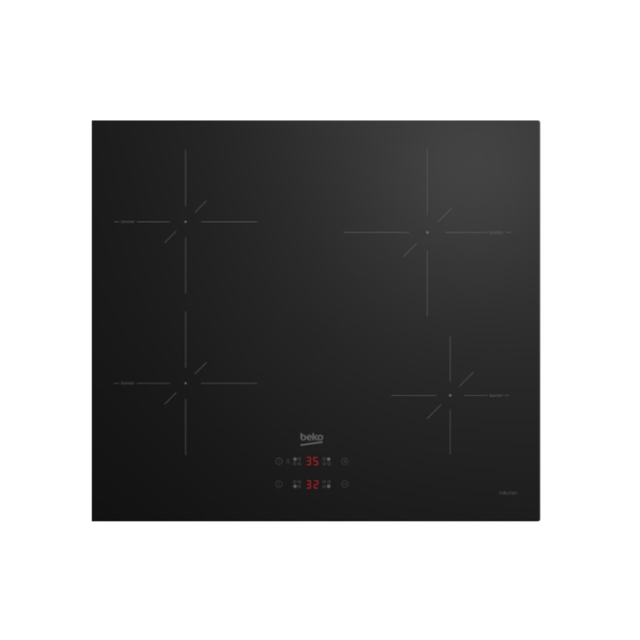 Plaque à induction 4 foyers, fonction PowerBoost, minuterie, sécurité enfant, arrêt automatique, noire (HII64400SMT)