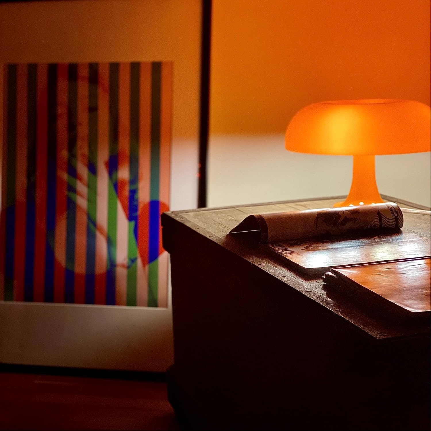 Lampe de table LED en forme de champignon, lampe de chevet pour chambre, bel éclairage moderne (Blanc-USB) - 5