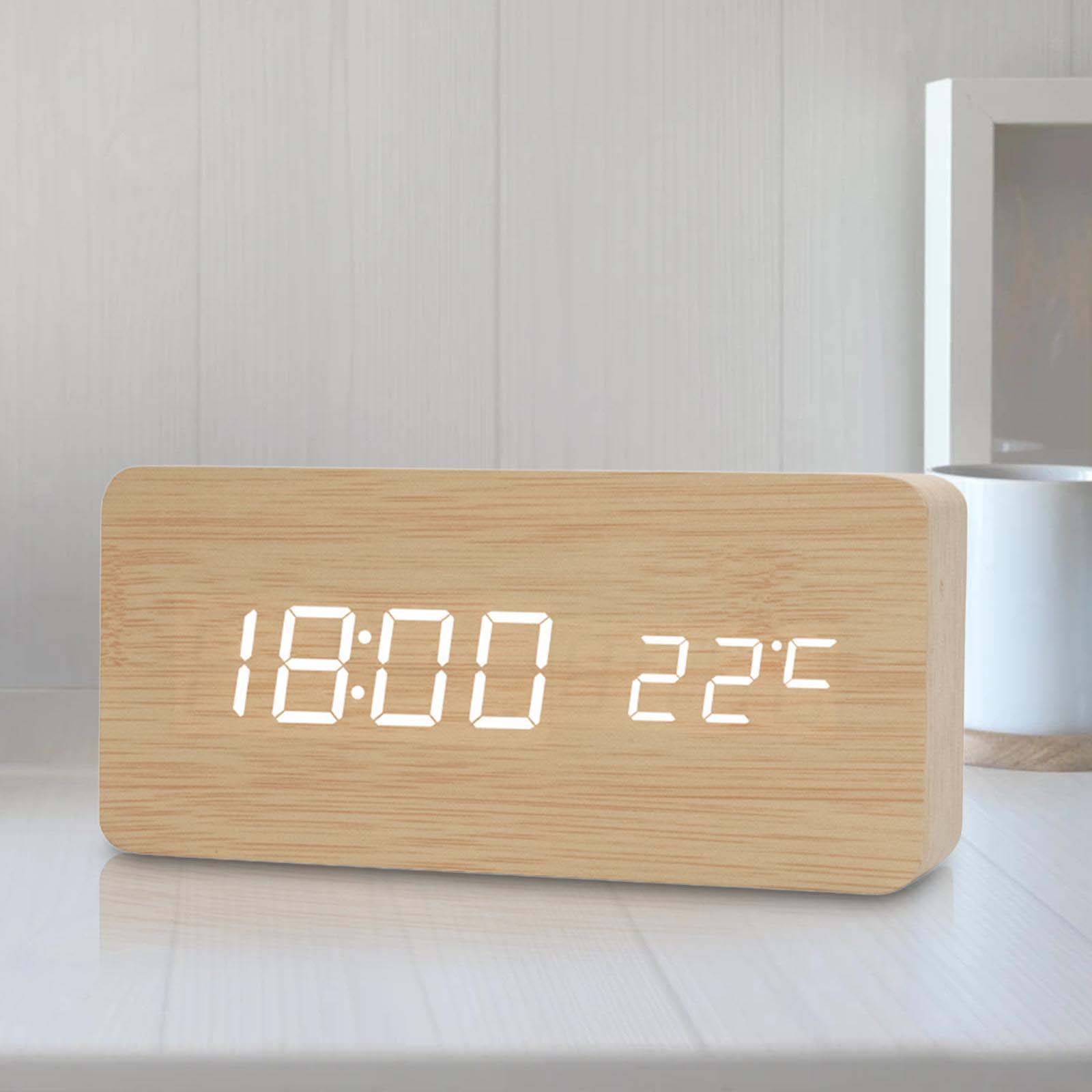 Réveil rétro silencieux, horloge LED lumineuse design pour chambre et bureau, décoration intérieure moderne et élégante, horloge pratique - 5