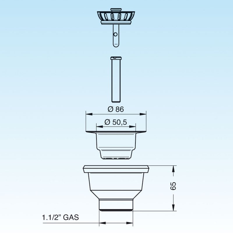 Bonde à panier pour évier gré diamètre 86 pour trou diamètre 60 mm - 2