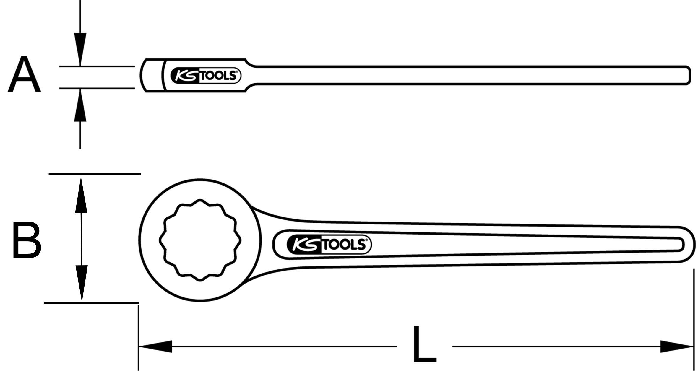 KS Tools 517.2562 Chiave Poligonale Diritta 75 Mm – Profilo FlankTraction, In Cromo-vanadio, DIN 3111