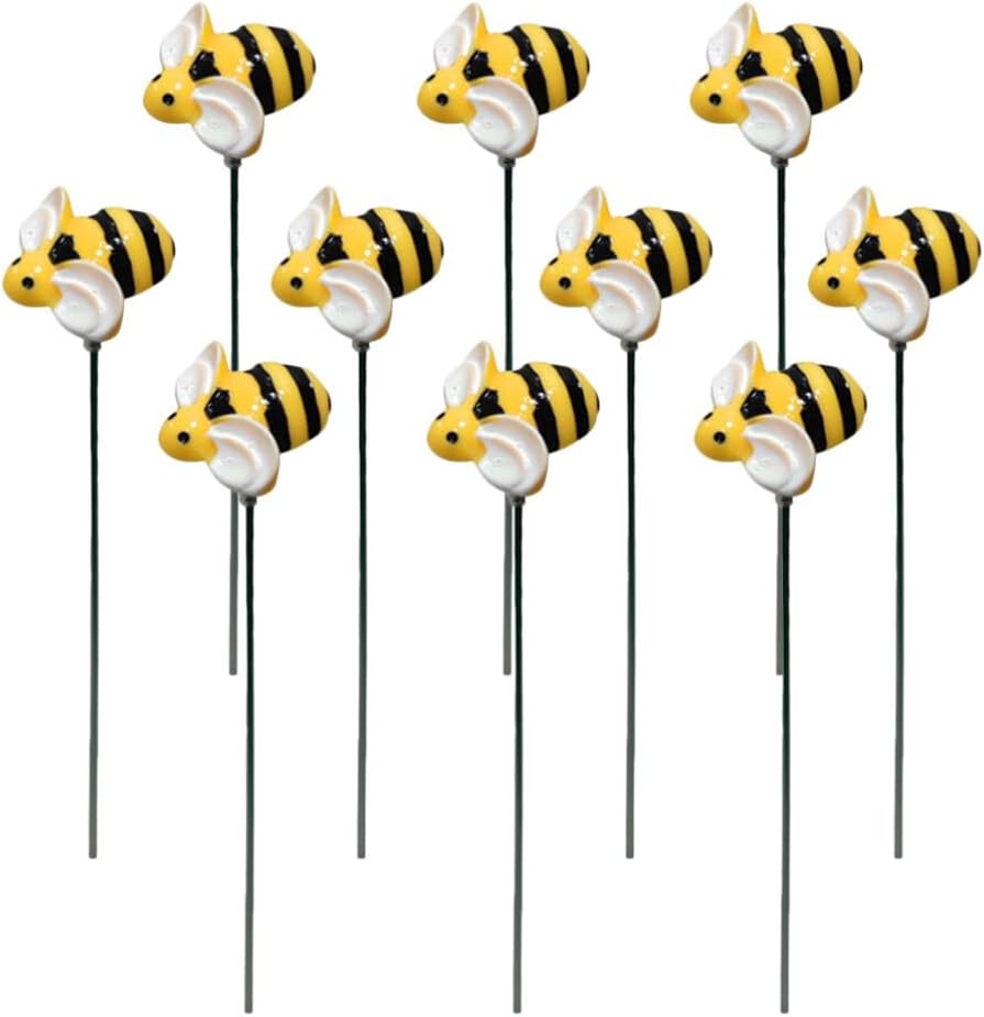 10 metalowych palików ogrodowych w kształcie pszczół, ozdoby ogrodowe na wiosnę i lato, żywiczne paliki ogrodowe w kształcie trzmieli, ozdoby kwiatowe