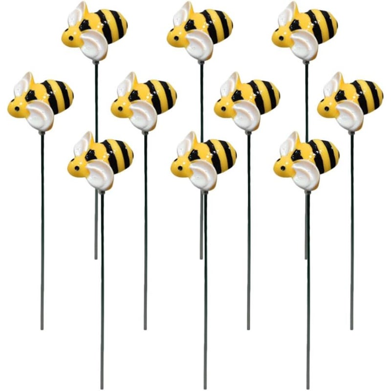 10 metalowych palików ogrodowych w kształcie pszczół, ozdoby ogrodowe na wiosnę i lato, żywiczne paliki ogrodowe w kształcie trzmieli, ozdoby kwiatowe