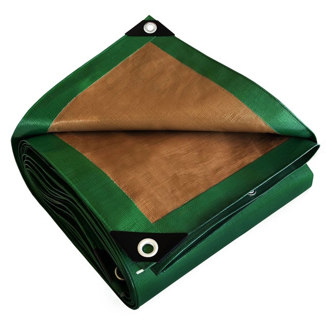 Bâche de Protection 8x12 m - TECPLAST - HQ250MU - Verte et Marron - Haute Performance - Bâche étanche - Résistance Anti-UV