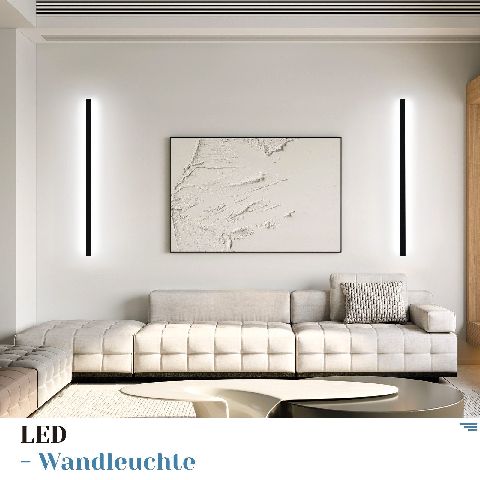 NETTLIFE Kinkiet wewnętrzny LED Czarny - 100CM Nowoczesne oświetlenie ścienne do salonu Lampa korytarzowa Ścienna 32W - 3