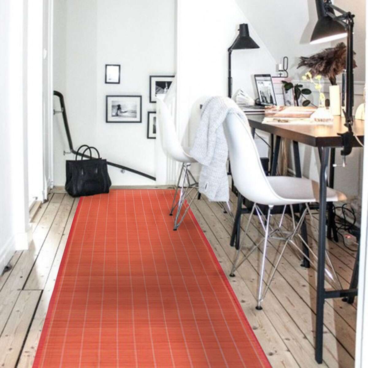 Tapis salon en bambou rouge 200x65 - 4