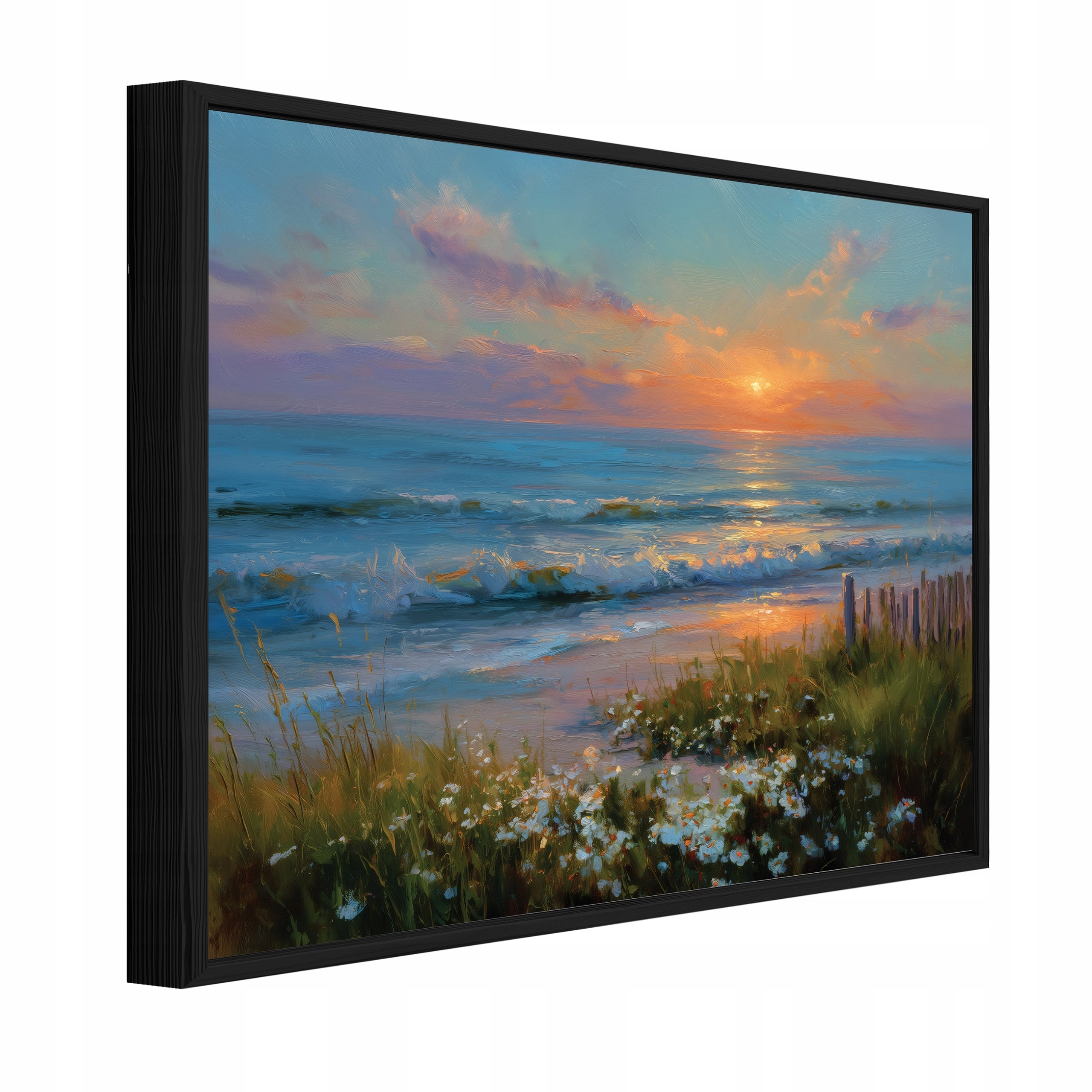 Tablou Canvas mare albastru peisaj Tablou decorativ Rama Neagra Living Bucatarie Tablouri de perete 60x40 cm