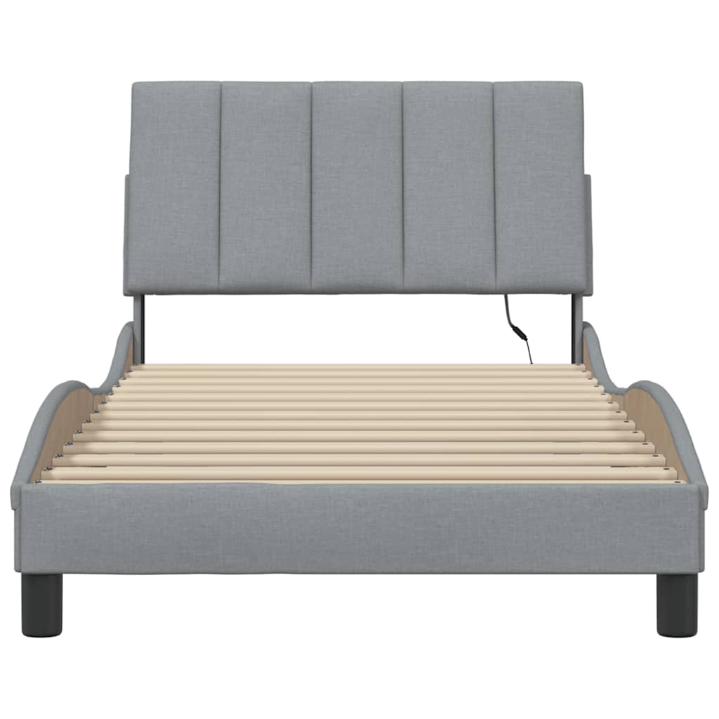 vidaXL Cadre de lit sans matelas Hanko gris clair 100x200 cm tissu - 5