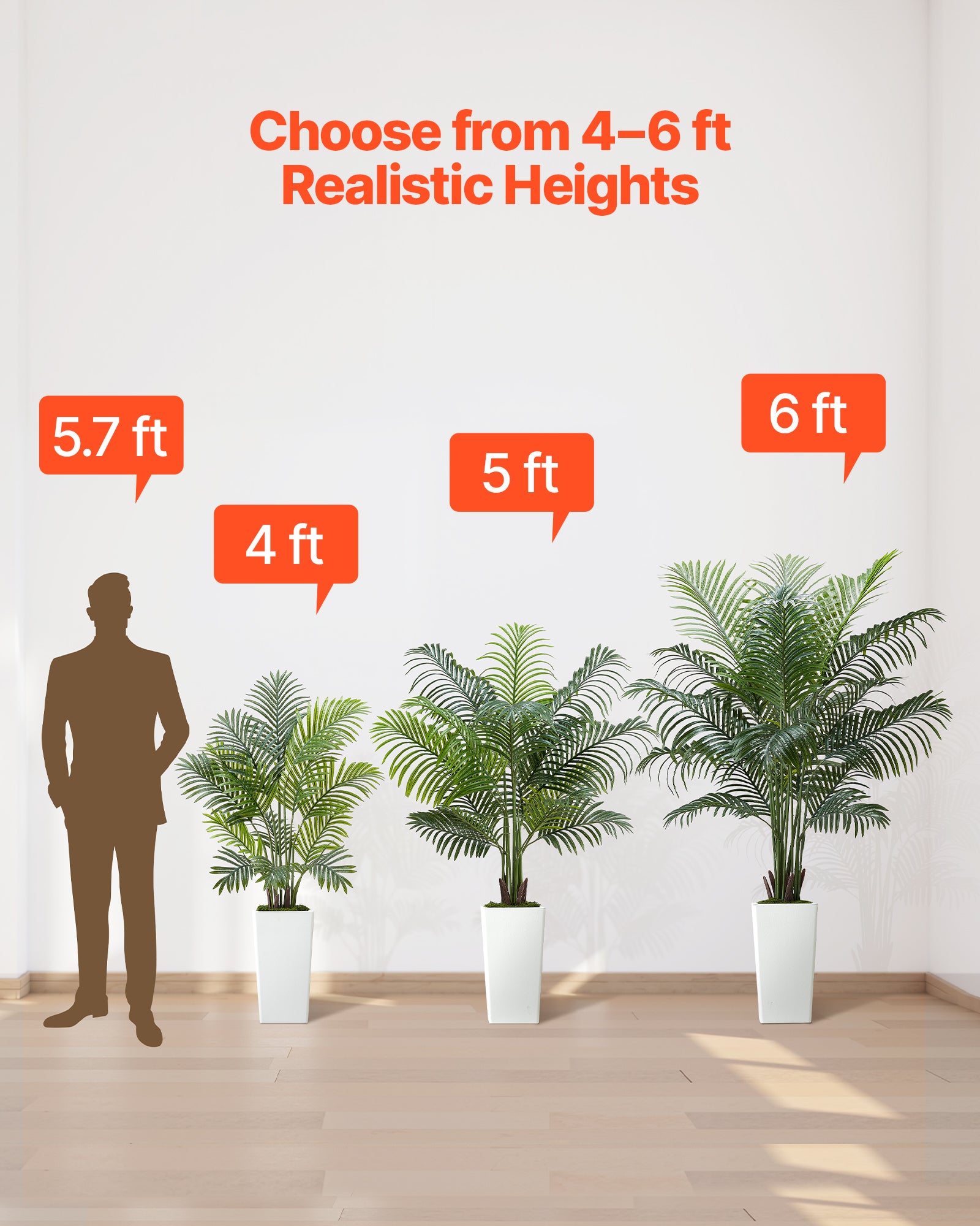 Palmier Artificiel Areca VEVOR, 1,8 m, Plante Artificielle Tropicale en Pot Blanc, pour Décoration d'Intérieur, Salon, Bureau, Intérieur et Extérieur - 6