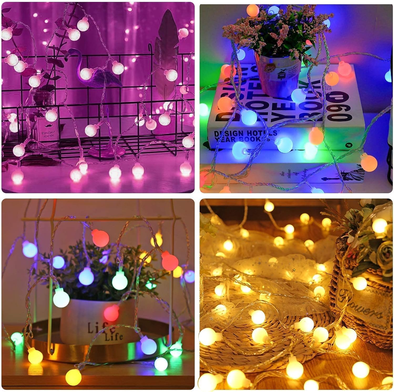 LED Guirlande lumineuse multicolores de 2 m avec 20 balles pour intérieur extérieur Décoration pour Guinguettes Fêtes Anniversaire Mariages - 6