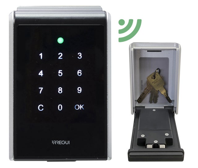 ARREGUI KEEPER-E SEG013 Boîte à clés connectée, coffre de sécurité pour clé avec Bluetooth & app mobile, boitier à clé, coffre mural pour clés, argent