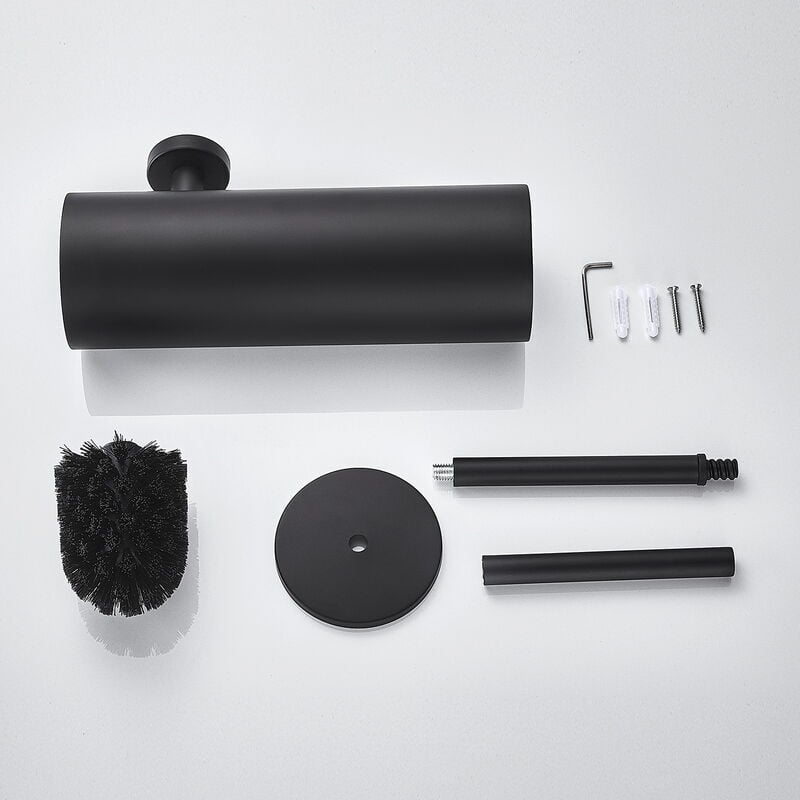 Toilette Porte-brosse Noire Balai Toilette WC en Acier INOX 304 Mural Imperméable Facile à nettoyer pour WC Salle Support Brosse Antibactérienne - 5