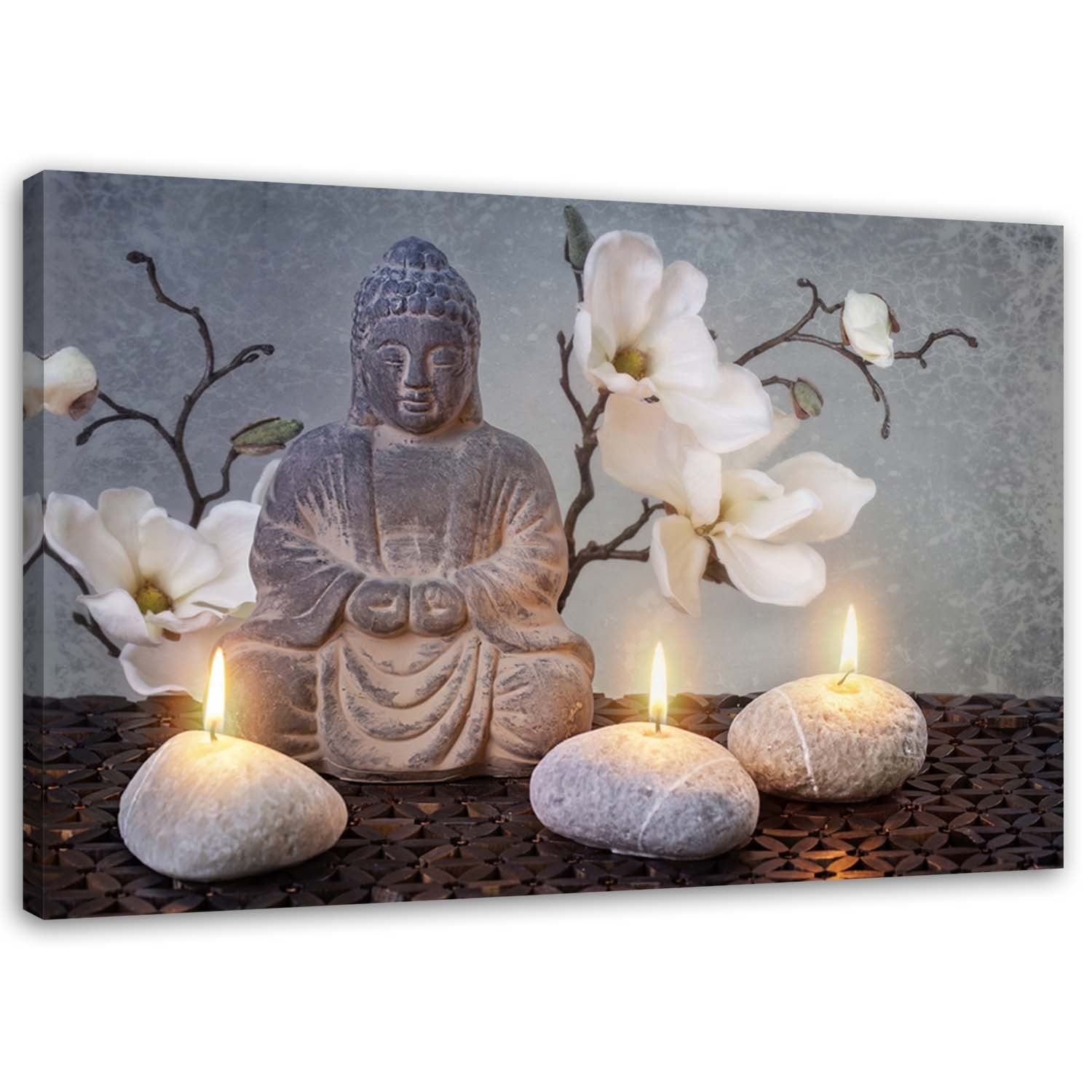 Obraz na płótnie, Buddha i świece 100x70