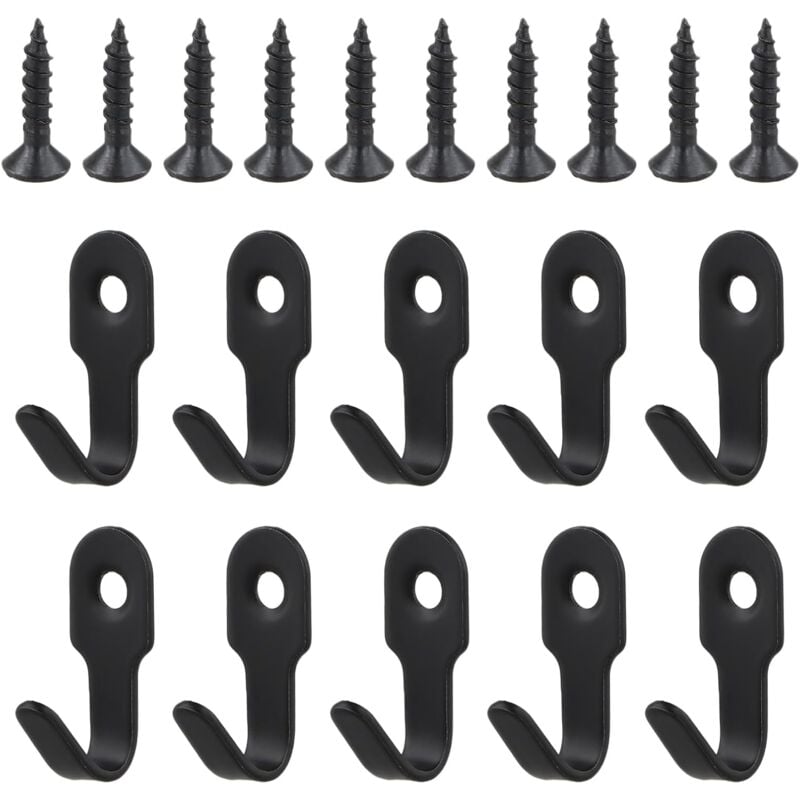 10 sztuk Czarnych Pojedynczych Haczyków Wieszak Ścienny Stal Nierdzewna Retro Mini Haczyk do Przykręcania z 10 Śrubami do Drzwi