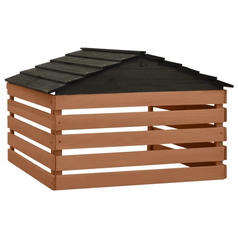 Garage de tondeuse à gazon Noir et marron 78x74x54cm Sapin - 4