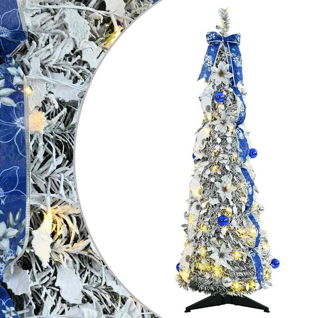 Sztuczna choinka z 50 diodami LED z podstawą Zielony 120 cm PVC