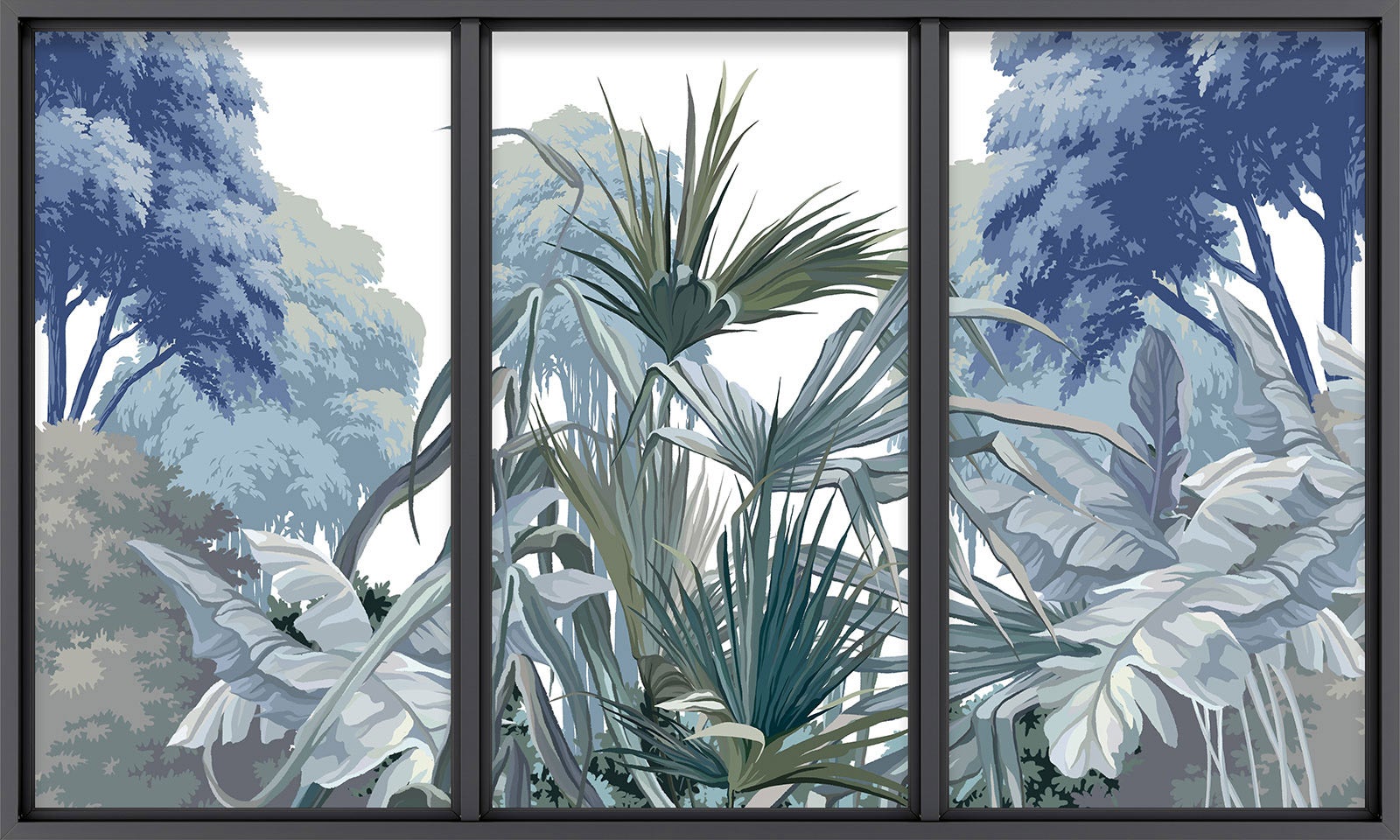 Papier peint panoramique intissé décoratif Trompe l'oeil baie vitrée - Jungle - L195 cm x H117 cm - 2