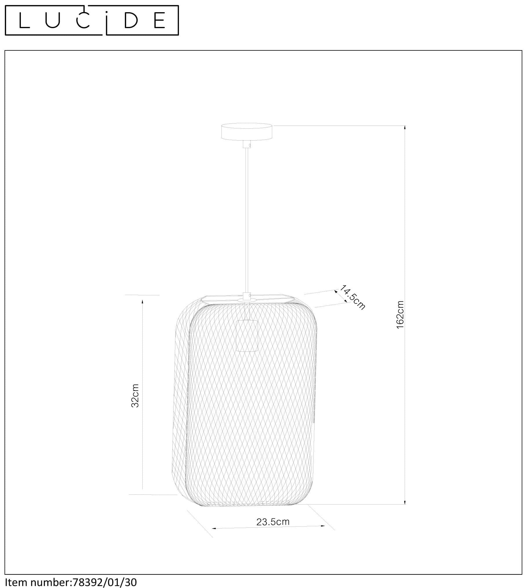 Lucide MESH - Suspension - 1xE27 - Noir - 9