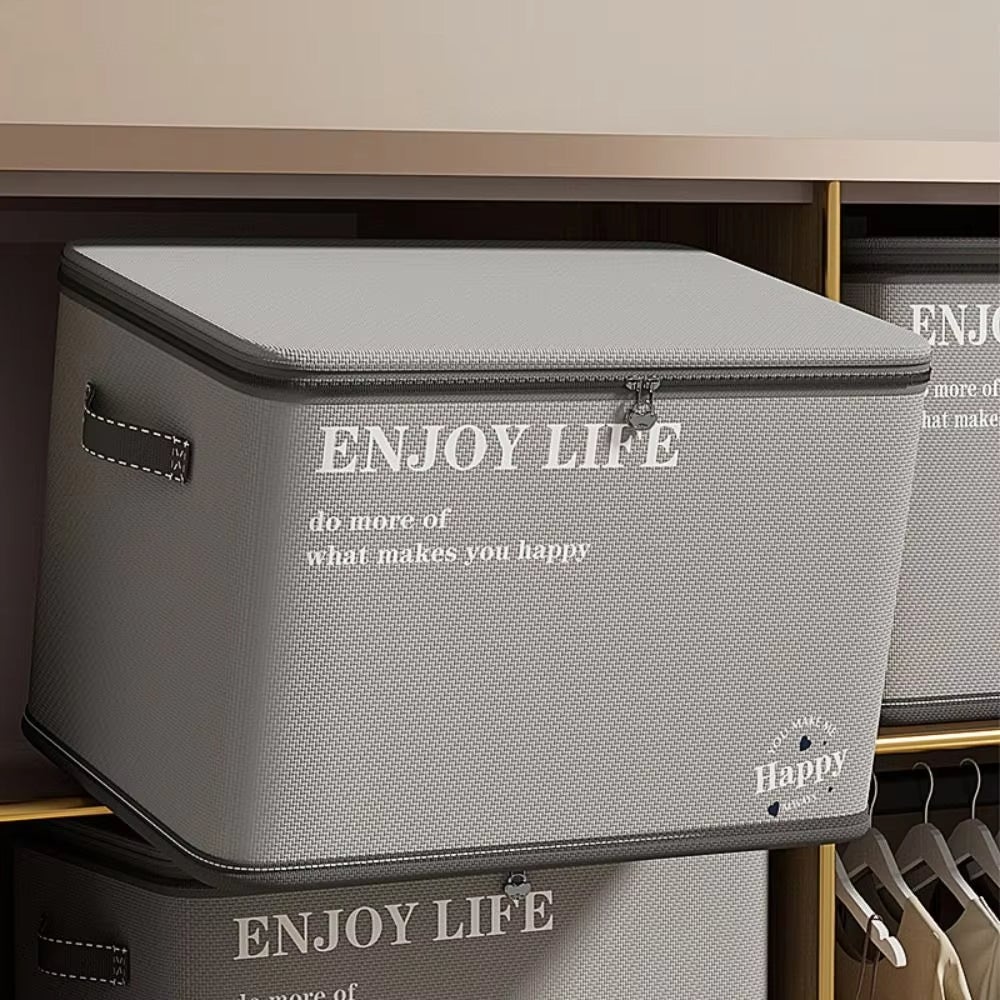 2 coffres de rangement verrouillables en tissu extra-large 150 L, double fermeture éclair et couvercle, idéal pour les vêtements - 5