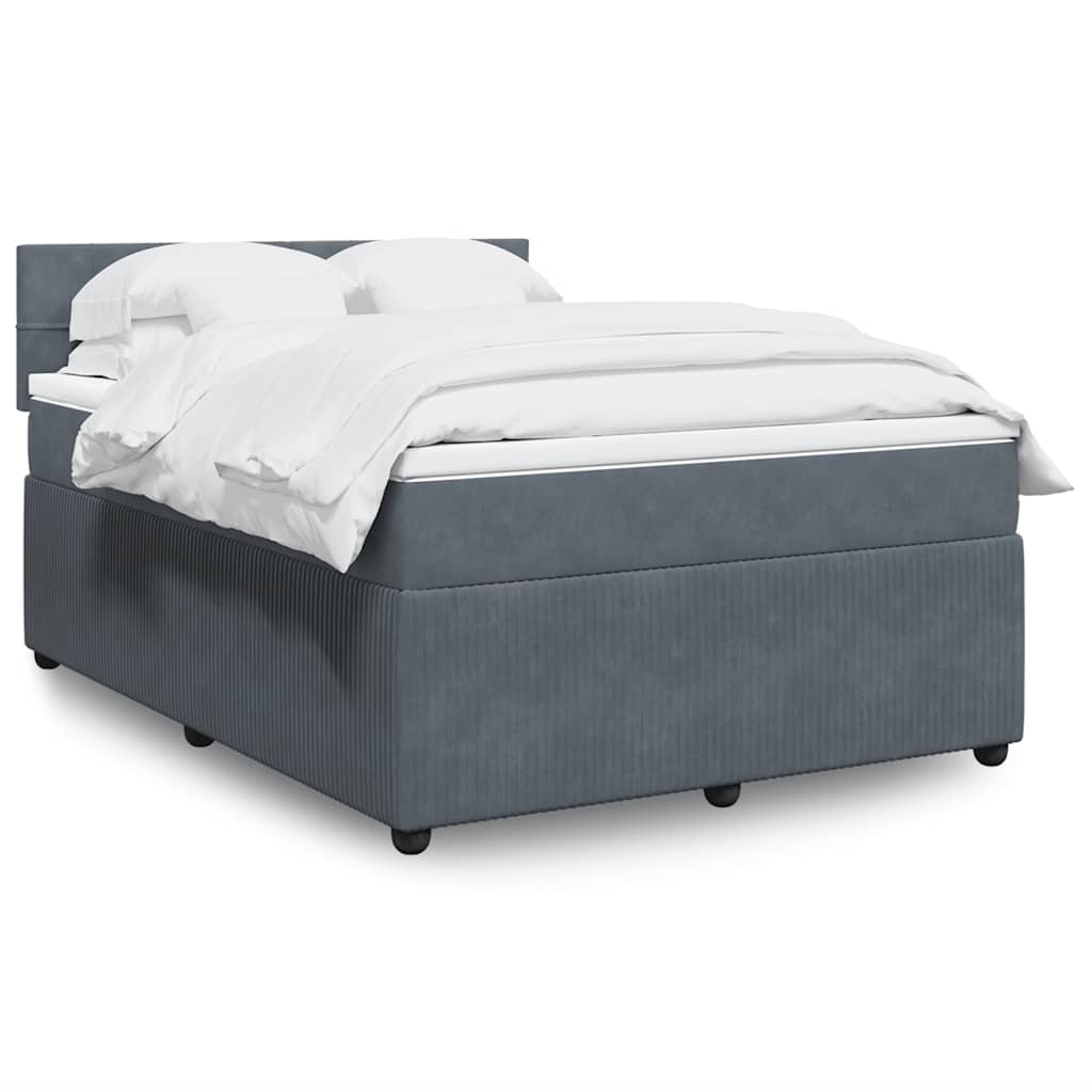 Cama box spring con colchón terciopelo gris oscuro 140x200 cm | Leroy ...