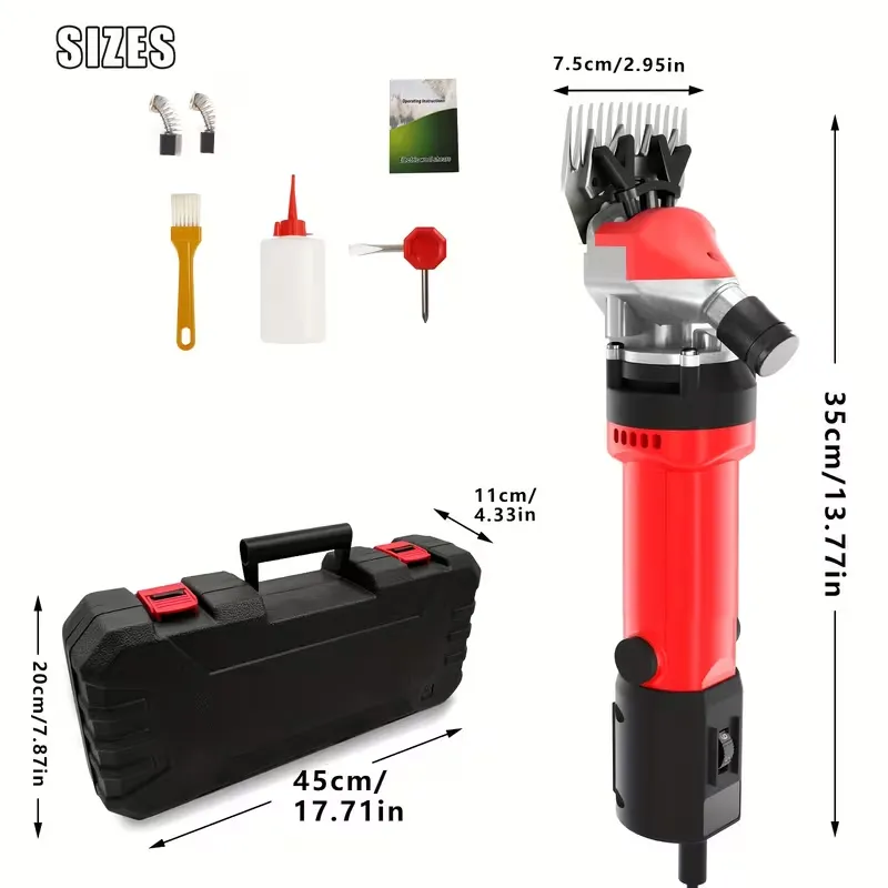Tosquiadeira elétrica de ovelhas, máquina de tosquiar ovelhas com 6 velocidades ajustáveis, máquina de tosquiar profissional (vermelha) - 3