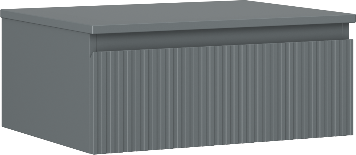 Mexen Rivel szafka łazienkowa podumywalkowa 60 cm z blatem, 1 szuflada, ryflowana , grafit mat - 91A20-06023-1-BFC66