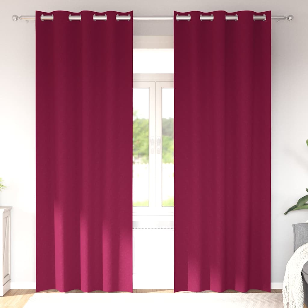 Firany blackout z kółkami 2 pcs Czerwone wino 245 x 140 cm vidaXL
