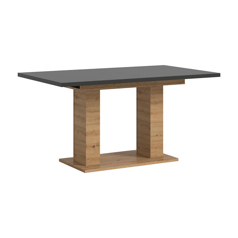 Motion stół do jadalni podwójna kolumnowa 90x150/190 cm z 1 wkładką szary, dąb dekor.