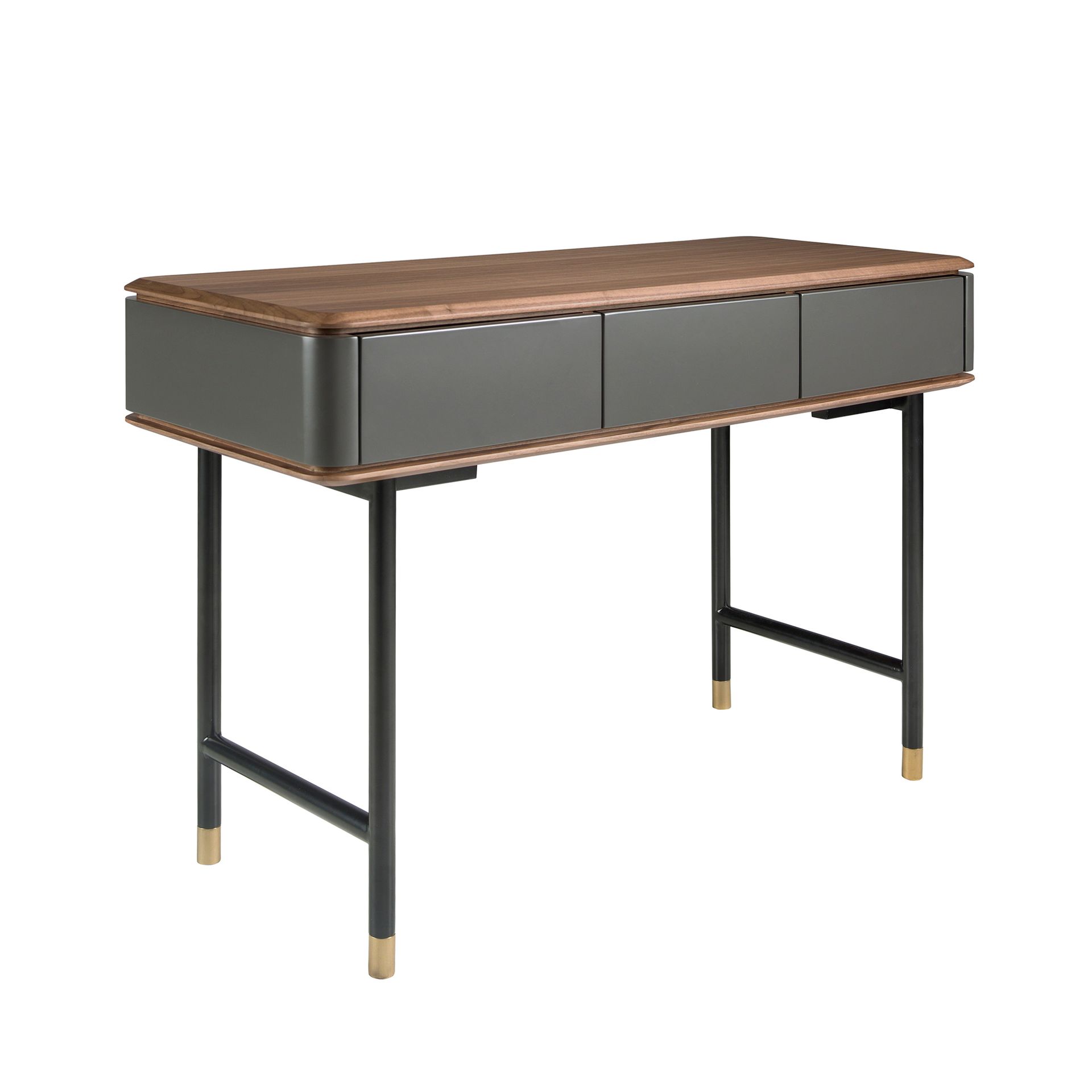 ANGEL CERDA Console rectangulaire en noyer, bois gris foncé mat et acier noir - 2