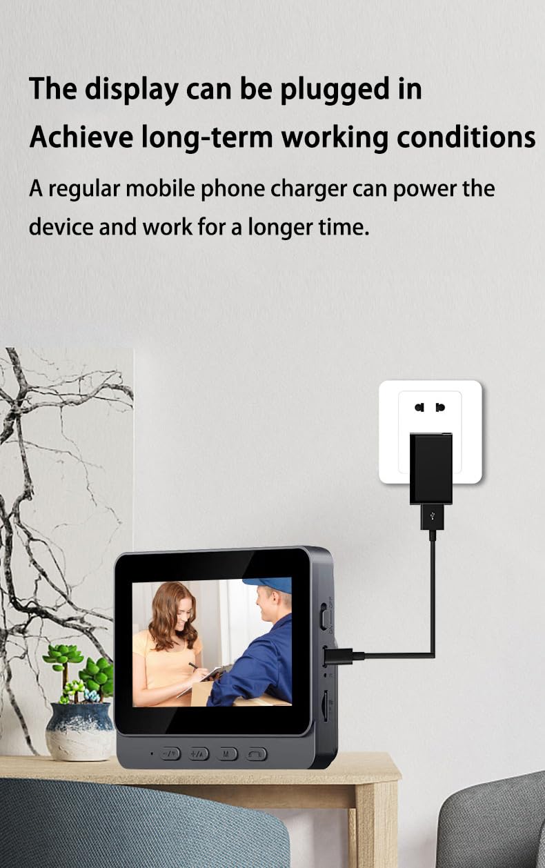 Sonnette sans Fil avec Caméra Extérieur Étanche 1080P,Visiophone Vidéo sans Fil Écran 4.3