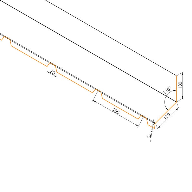 Faîtière Crantée Contre Mur 2100 mm ELDA Gris Anthracite RAL 7016 - 5