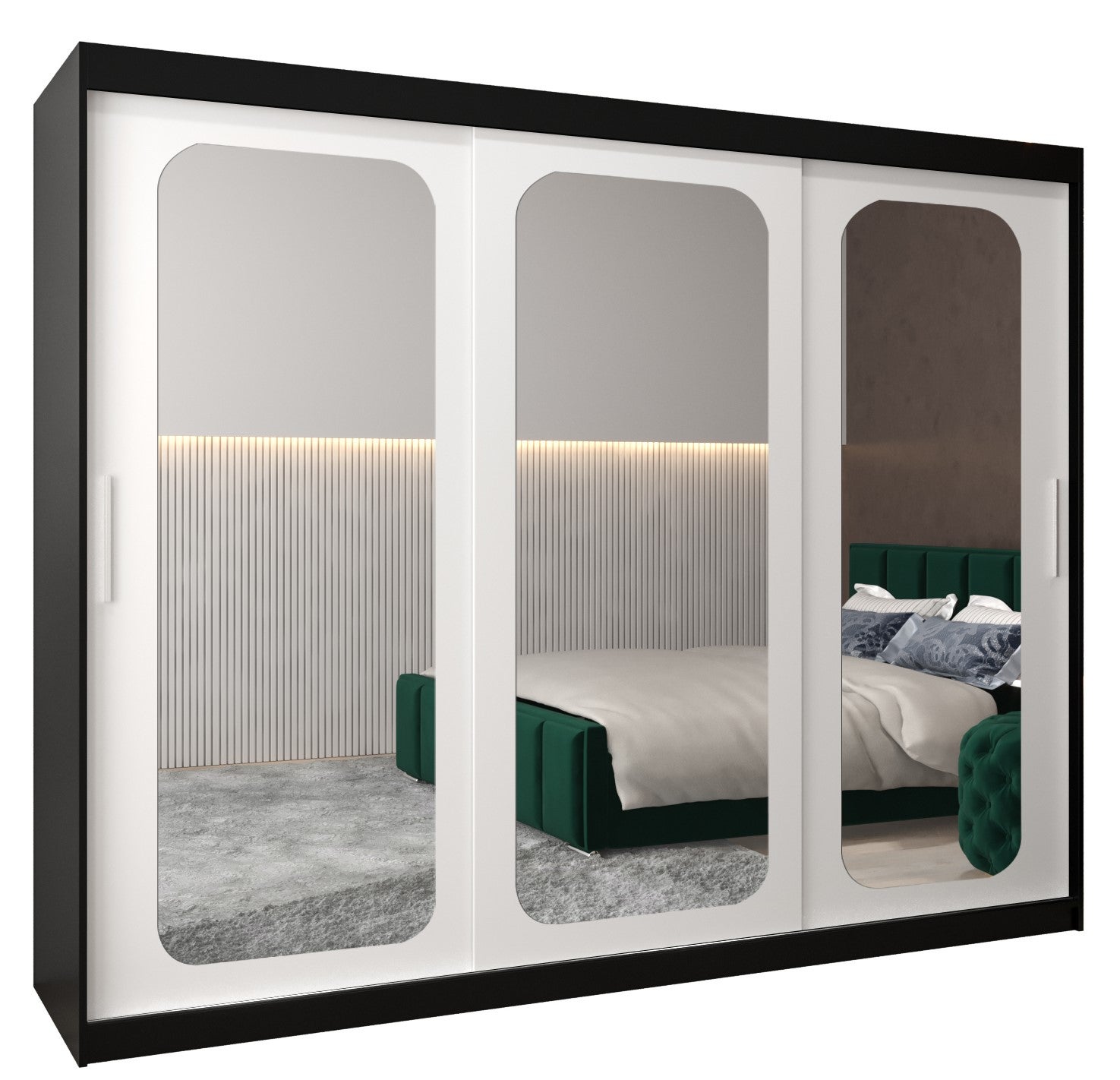 Szafa przesuwna garderoba PROMO T3 250 x 62 x 200 cm Czarny + Biały - Abiks Meble
