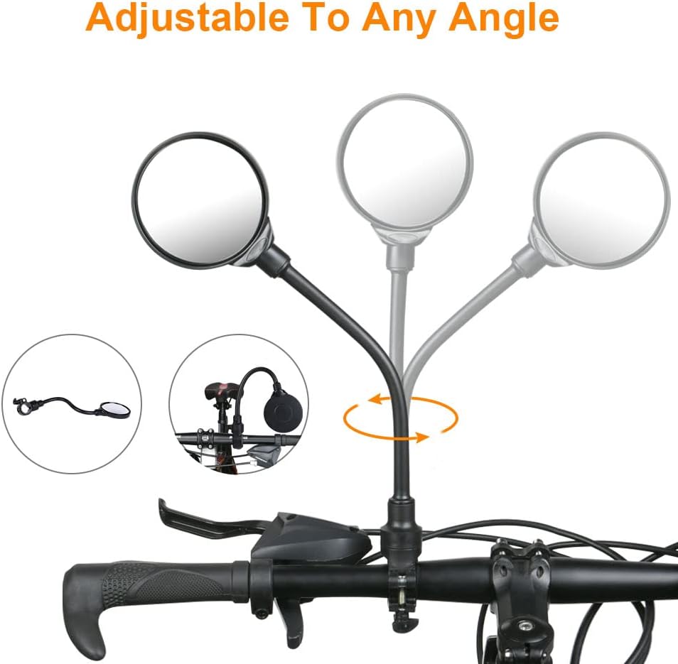 2 rétroviseurs de vélo grand angle rotatifs à 360 degrés, miroirs de sécurité convexes en acrylique pour guidon 22-30 mm - 2