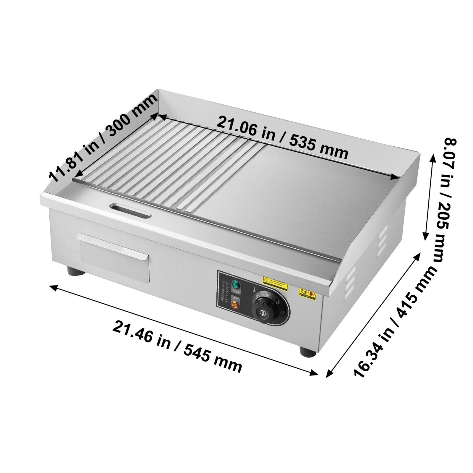Gril Plancha SucceBuy Électrique 3200 W, Plaque Fer 535 x 300 mm, Thermostat 50-300 °C, Corps Inox, Bac à Graisse, Table Pro - 9